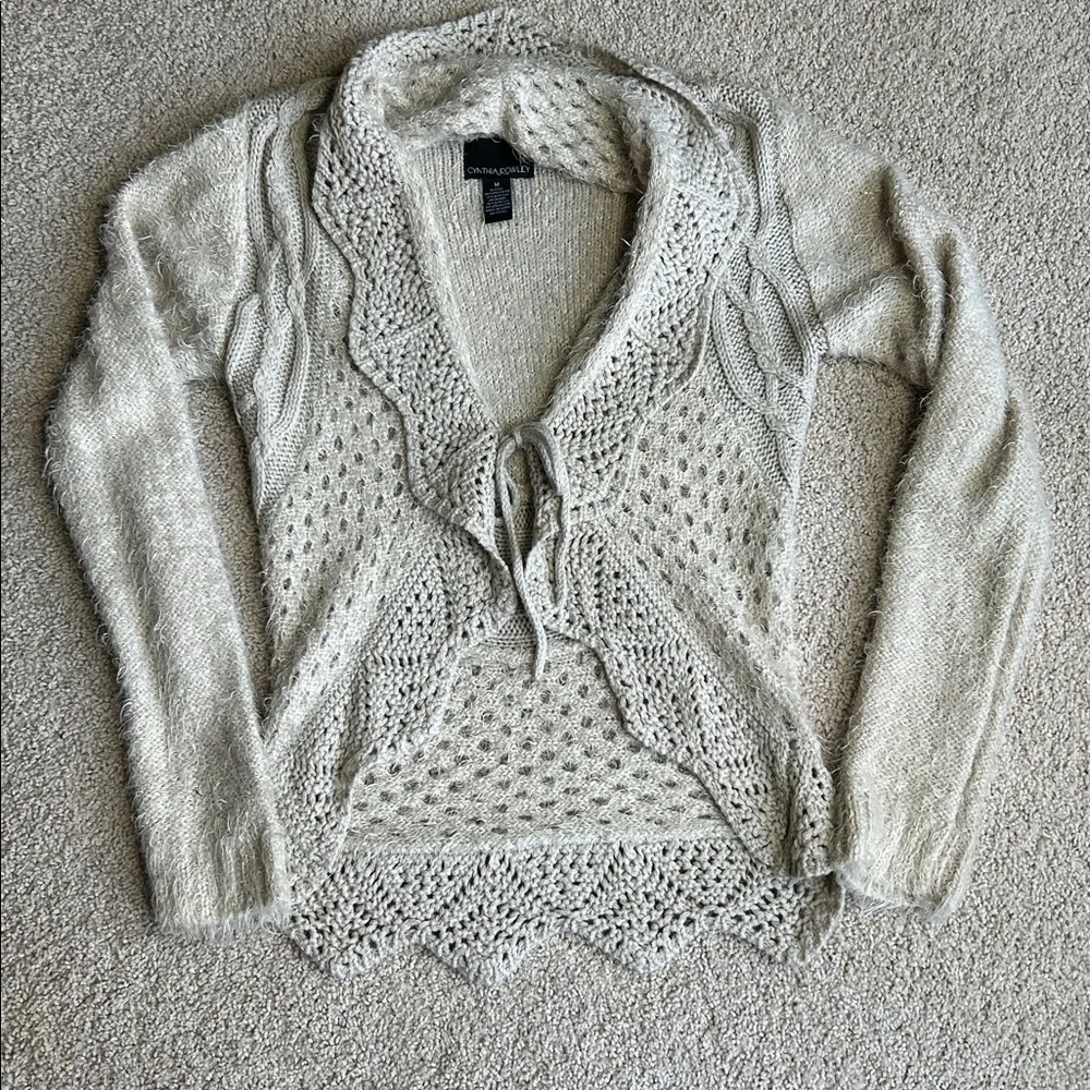 CYNTHIA ROWLEY, BEAUTIFUL TIE FRONT CARDIGAN SWEATER - Picture 4 of 5